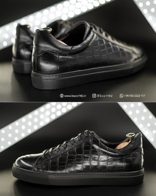 Men’s Vans Shoes, Model 087, Natural Suede Leather with Croco Side Pattern, Lace-Up, Black Sole