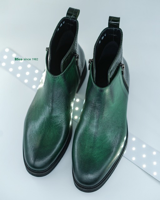 Men's Boots, Model B600, Genuine suede and Croco Leather, EPR Sole, Button Closure
