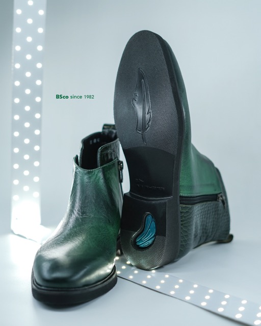 Men's Boots, Model B600, Genuine suede and Croco Leather, EPR Sole, Button Closure