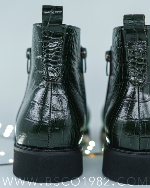 Men's Boots, Model B600, Genuine suede and Croco Leather, EPR Sole, Button Closure